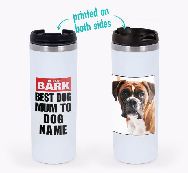 'The Daily Bark: Best Dog Mum' - Photo Upload {breedFullName} Travel Mug